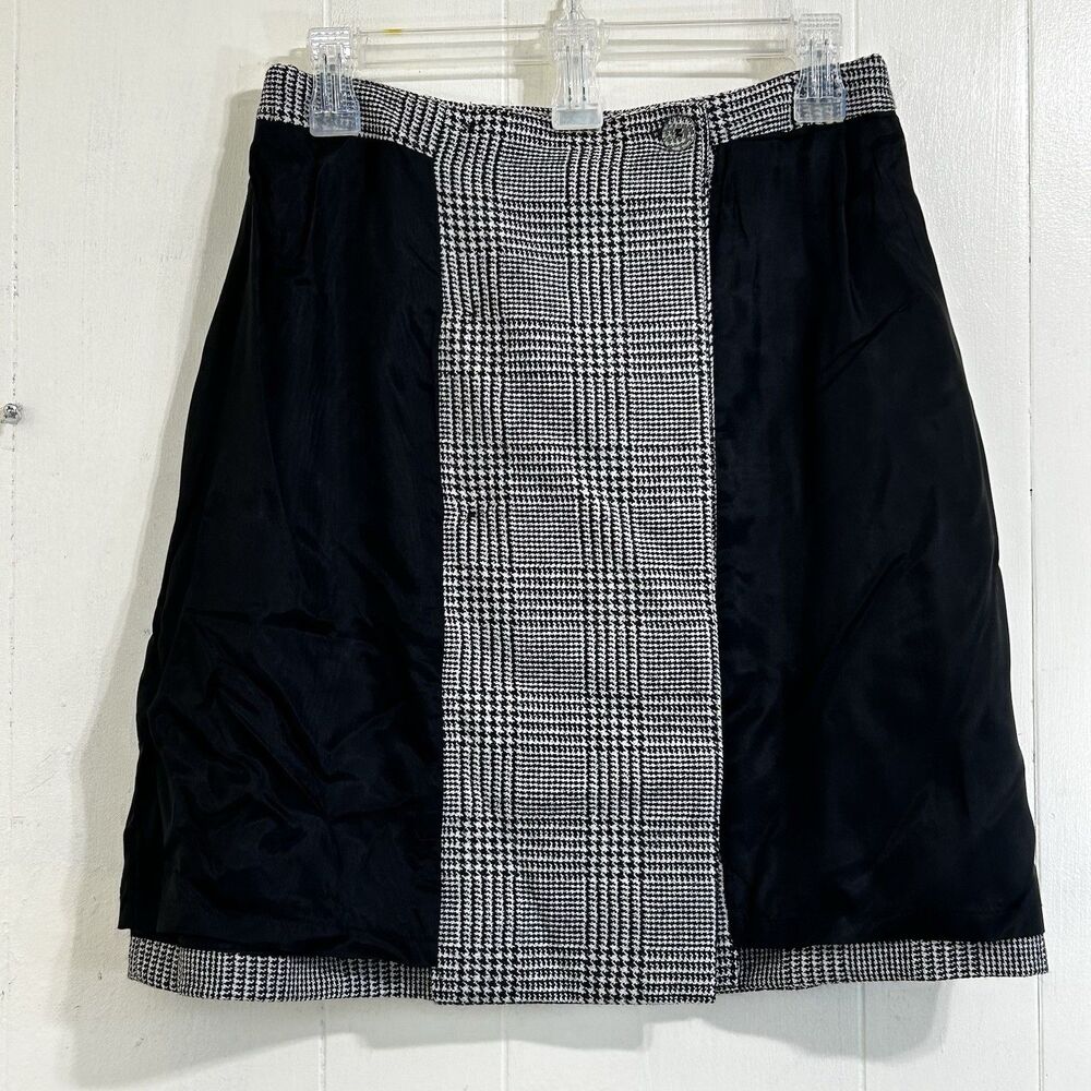 Vintage Breeches Houndstooth Lambswool Mini Skirt Size 10 Gray White Black Skirt - Picture 6 of 12